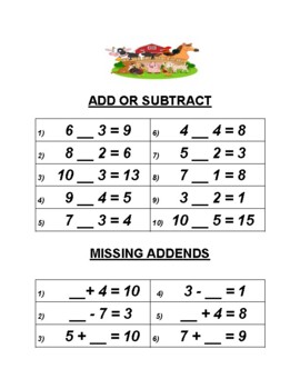 Preview of 1st Grade: Missing Addends & Adding 3 Numbers