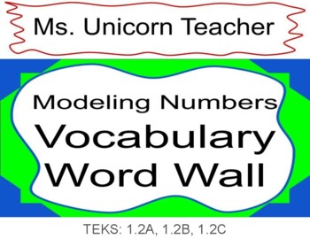 Preview of 1st Grade Modeling Numbers Vocabulary Pack