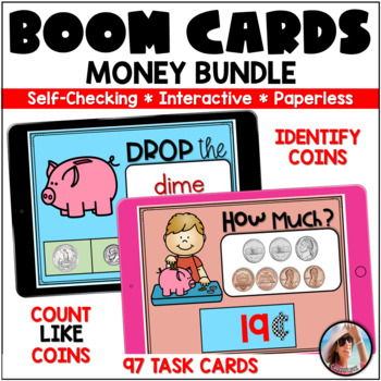 Preview of Identify Coins Count Coins Boom Cards Bundle