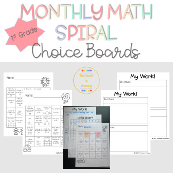 Preview of 1st Grade Monthly Spiral Math Choice Boards