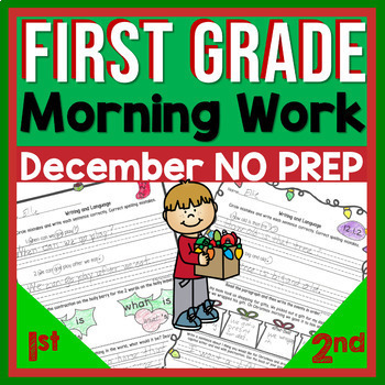 Preview of Morning Work December - First Grade Worksheets - Sight Words - Writing - NO PREP