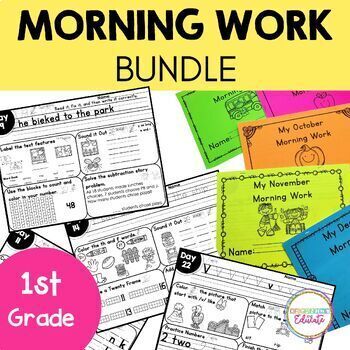 Preview of 1st Grade Morning Work: Comprehensive Daily Review for Reading and Math - BUNDLE