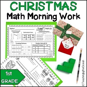Preview of Christmas 1st Grade Math Morning Work / 1st Grade Math Spiral Review