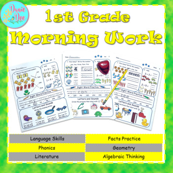 Preview of 1st Grade Morning Work Math & ELA Spiral Review - Distance Learning, Easel, PDF