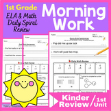 1st Grade Morning Work Math and ELA Daily Spiral Review KI