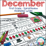 December Morning Work for 1st Grade | Math and ELA Review