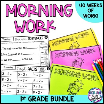Preview of 1st Grade Morning Work | Math and Literacy Independent Work | Year 1 Bundle
