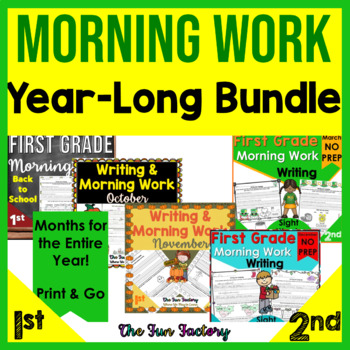 Preview of 1st Grade Morning Work NO PREP Year Long - ELA - Writing - Homework Sight Words