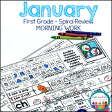 1st Grade Morning Work | Spiral Math and ELA | January