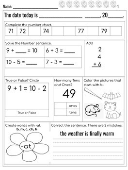 Preview of 1st Grade Morning Work (Spring)