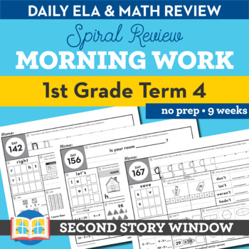 Preview of 1st Grade Morning Work Term 4 • Spiral Review Math & ELA + Google, Seesaw