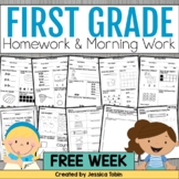 Free 1st Grade Morning Work and 1st Grade Homework Week 1 Sampler