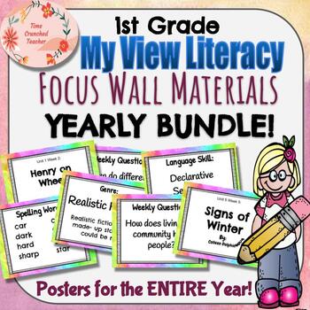 Preview of 1st Grade My View Literacy Focus Wall YEARLY BUNDLE! Posters for ALL YEAR!