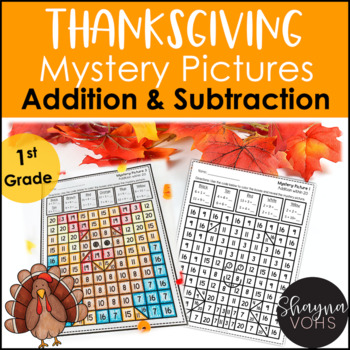 Preview of Thanksgiving Mystery Pictures Addition and Subtraction