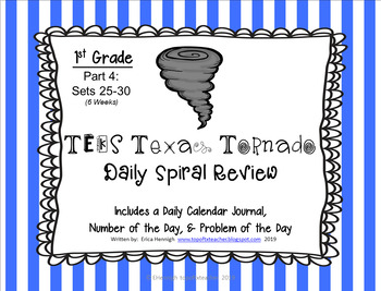 Preview of 1st Grade NEW TEKS Texas Tornado Spiral Review Part 4: Sets 25-30 POD & Calendar