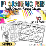 1st Grade NO PREP Math Centers- Spring Individual and Part