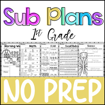 Preview of 1st Grade - NO PREP - Emergency Sub Plans