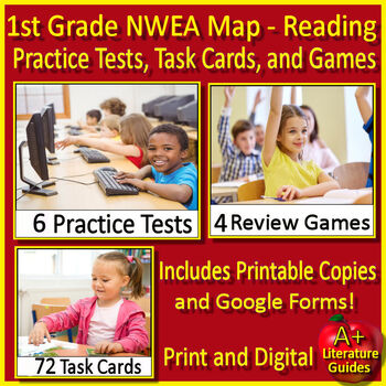 Preview of 1st Grade NWEA Map Reading Test Prep Practice Testing, Games, and Task Cards
