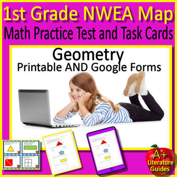 Preview of 1st Grade NWEA Map Math Practice Test and Task Cards - Geometry