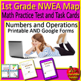 1st Grade NWEA Map Math Practice Test and Task Cards - Num