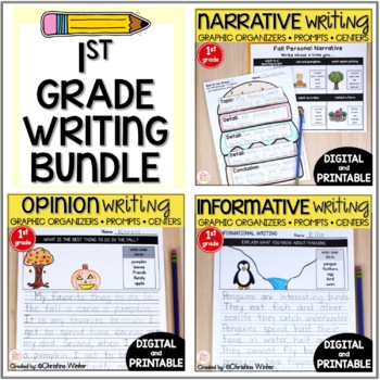 Preview of 1st Grade Narrative Opinion Informative Writing Bundle - printable & digital