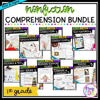 Preview of 1st Grade Nonfiction Reading Comprehension Passages Worksheets Anchor Charts