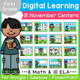 1st Grade November Digital Centers | Phonics and Math | Go