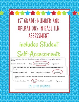 Preview of 1st Grade - Number and Operations in Base Ten Assessment - w/ Student Self-Eval