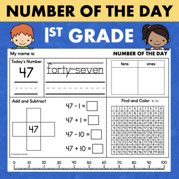 Preview of Number of the Day 1st Grade Daily Math Review Place Value Morning Work