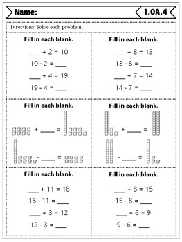 1St Grade Oa Quizzes: 1St Grade Math Quizzes, Operations & Algebraic Thinking