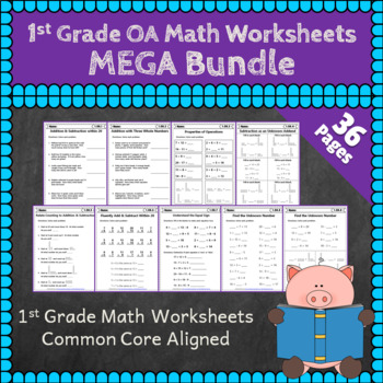 Preview of 1st Grade OA Worksheets: 1st Grade Math Worksheets, Operations & Algebraic