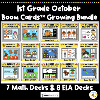 Preview of 1st Grade October Themed Boom Cards™ Bundle