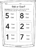 1st Grade Odd and Even Number Printable Worksheet