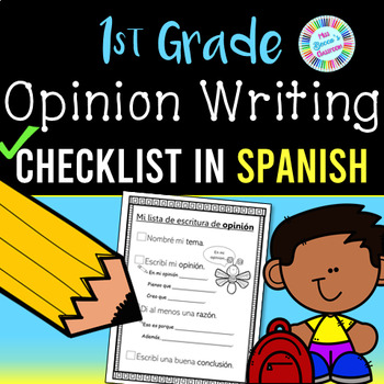 Preview of 1st Grade Opinion Writing Checklist - Spanish - PDF and digital!