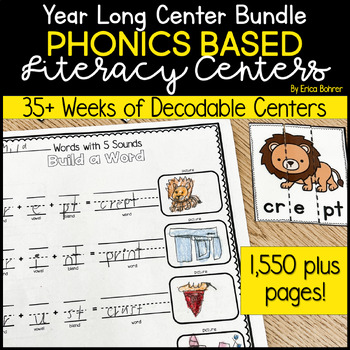 Preview of 1st Grade Phonics Based Literacy Centers - Year Long Bundle - Fun Phonics