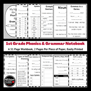 Preview of 1st Grade Phonics & Grammar Notebook