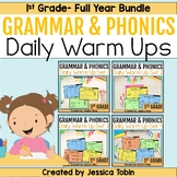 1st Grade Grammar Review Packet Worksheets Bundle, Phonics