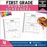 1st Grade Phonics Screeners - Spelling Reading Assessments