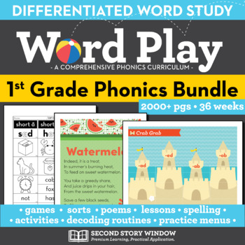 Preview of 1st Grade Phonics and Chunk Spelling Word Work Curriculum Bundle