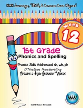 Preview of 1st Grade Phonics and Spelling D'Nealian Week 12 (sh, wh, ph) {TEKS-aligned}