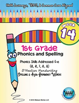 Preview of 1st Grade Phonics and Spelling D'Nealian Week 14 (long vowels VCe)