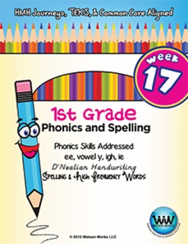 Preview of 1st Grade Phonics and Spelling D'Nealian Week 17 (ee, vowel y, igh, ie)