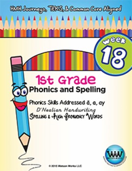 Preview of 1st Grade Phonics and Spelling D'Nealian Week 18 (long a, ai, ay) {TEKS-aligned}