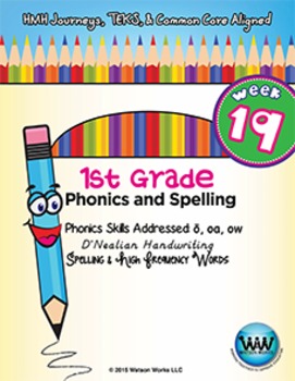Preview of 1st Grade Phonics and Spelling D'Nealian Week 19 (long o, oa, ow)