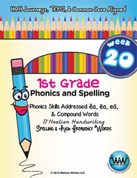 Preview of 1st Grade Phonics and Spelling D'Nealian Week 20 (ea, Compound Words)