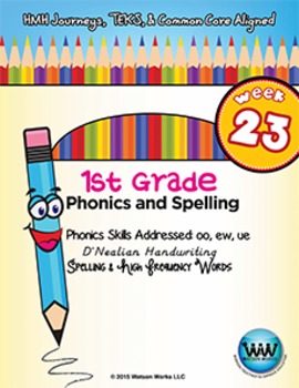 Preview of 1st Grade Phonics and Spelling D'Nealian Week 23 (oo, ew, ue) {TEKS-aligned}