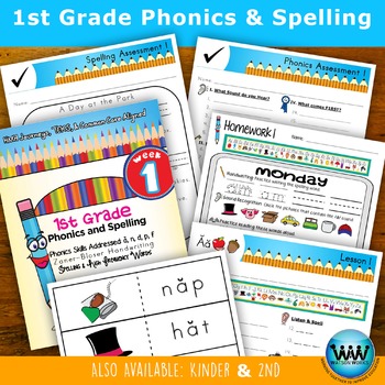 Preview of 1st Grade Phonics and Spelling Zaner-Bloser Week 1 (short a, n, d, p, f)