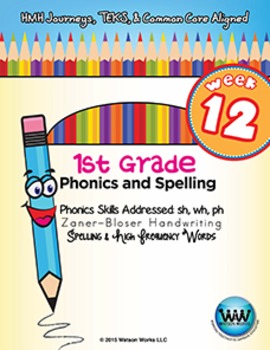 Preview of 1st Grade Phonics and Spelling Zaner-Bloser Week 12 (sh, wh, ph) {TEKS-aligned}
