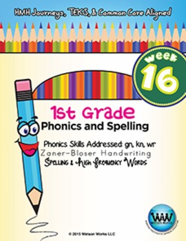 Preview of 1st Grade Phonics and Spelling Zaner-Bloser Week 16 (gn, kn, wr) {TEKS-aligned}