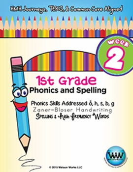 Preview of 1st Grade Phonics and Spelling Zaner-Bloser Week 2 (short o, h, s, b, g)